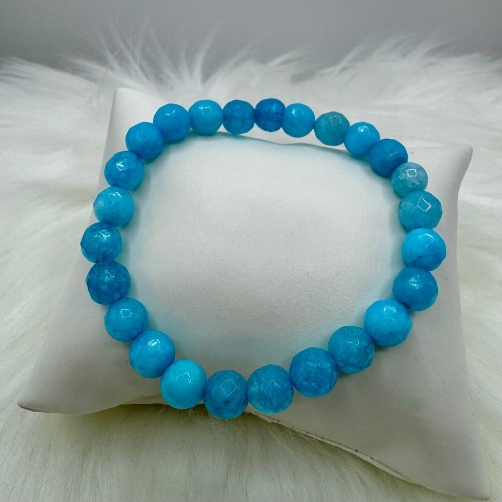 Aqua Natural Stone Beaded Bracelet - Picture 3 of 5